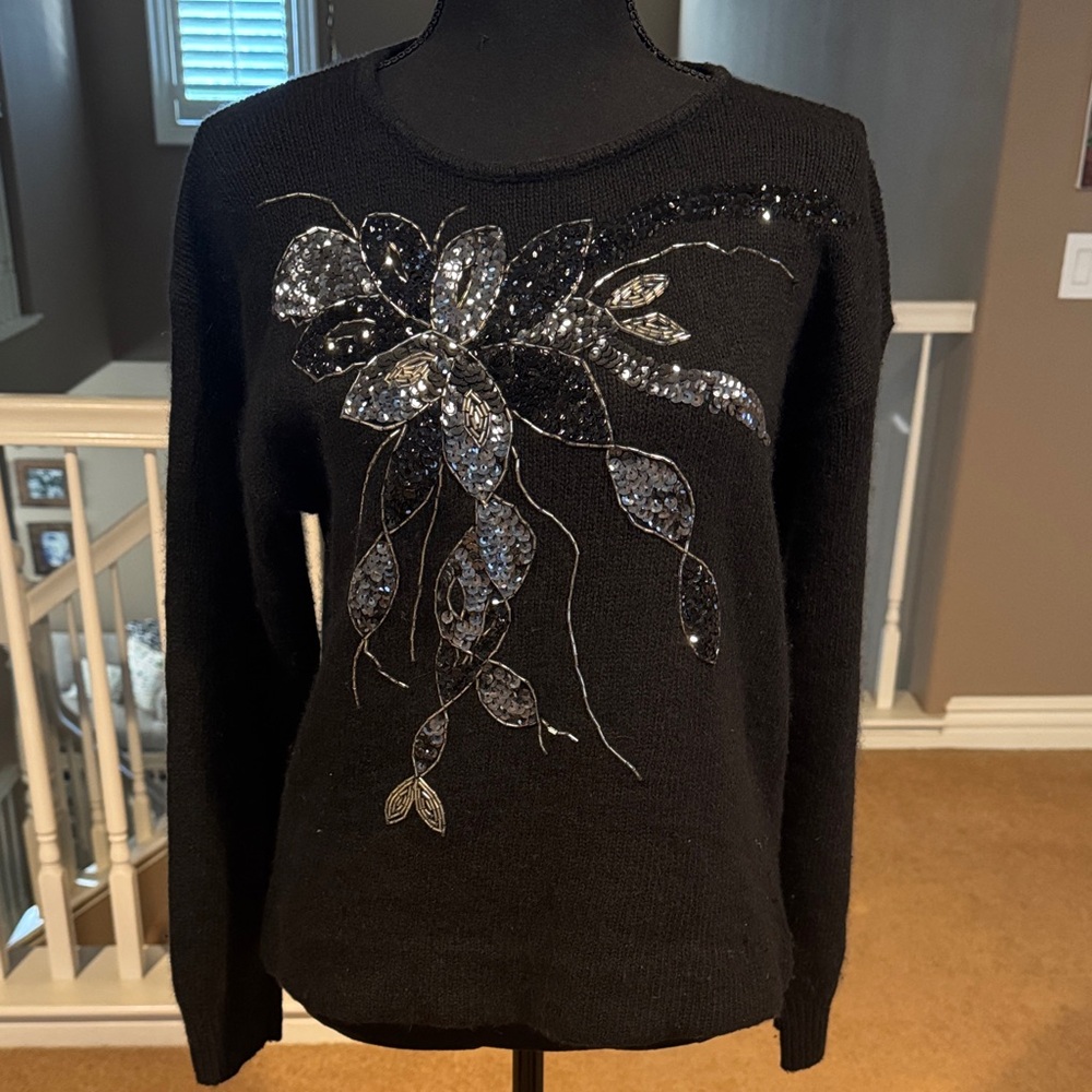 Le Chois Black Knit Vintage Sweater